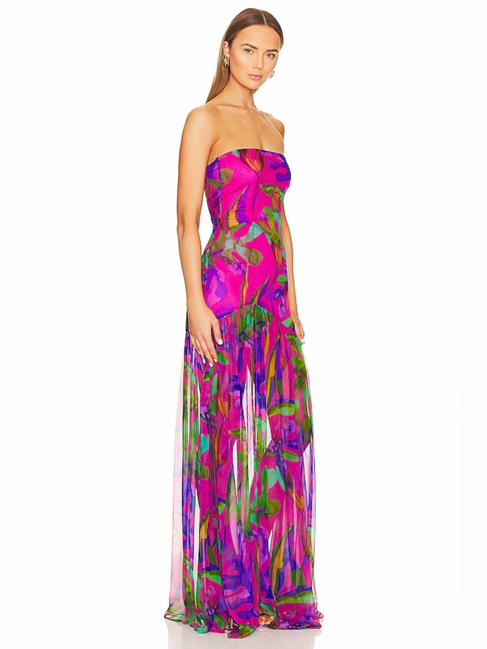 NWT Retrofete Nicole Silk Dress Tropical Leaf